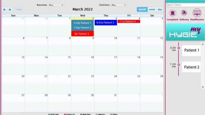 nutrition software calendar